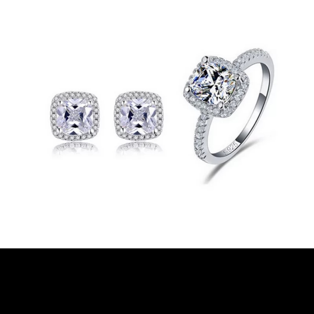 925 sterling silver ring and earring set